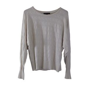 Cyrus Ivory Cable Boyfriend Knit Sweater Women's‎ Size S Long Sleeve Relaxed Fit